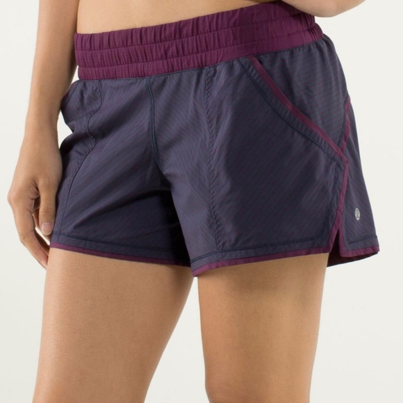Lululemon vintage Shake & Break short, 12, hyperstripe plum/navy - Picture 1 of 4